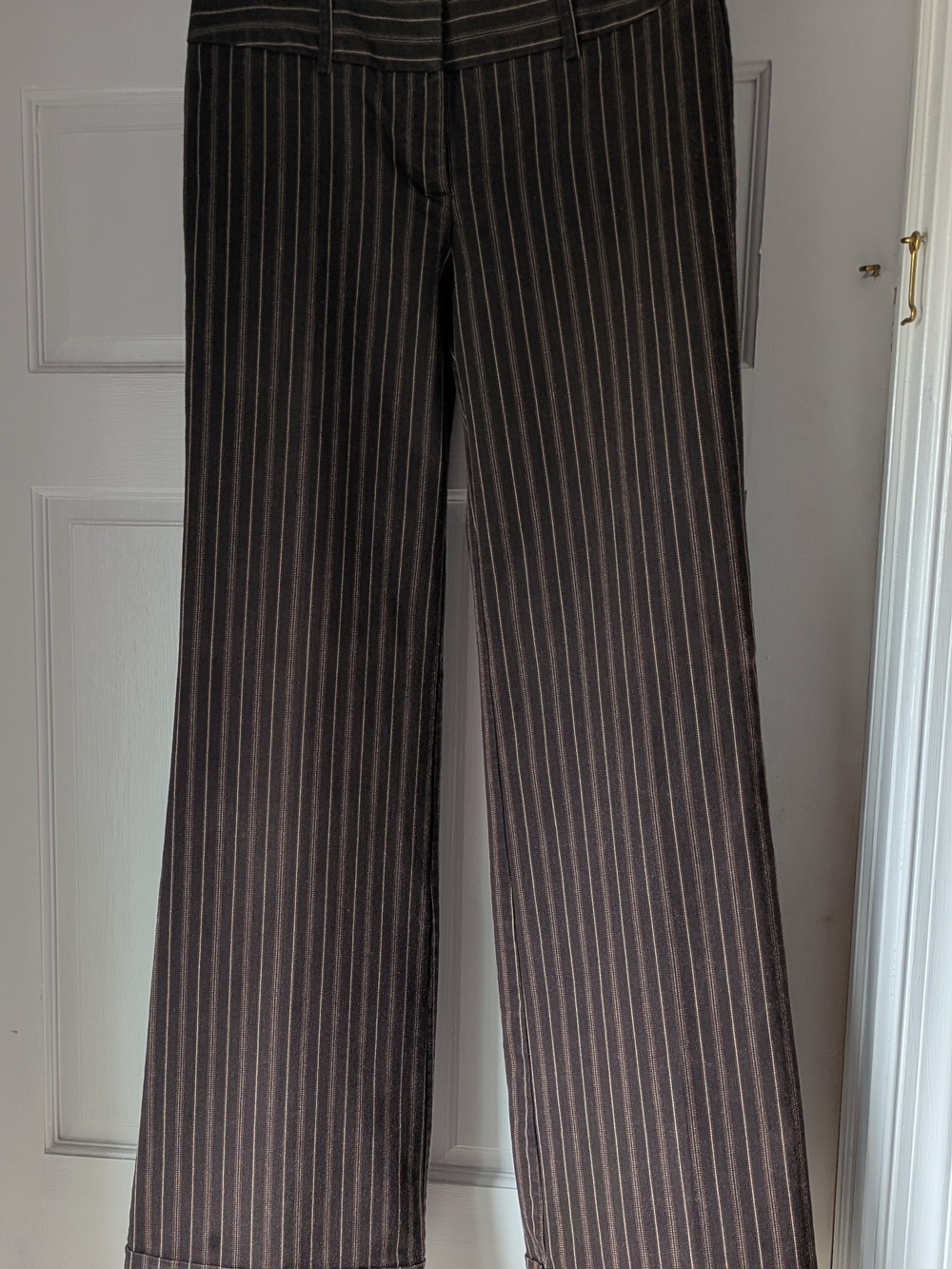 Vintage Victoria's Secret Women's Dark Brown Pinstripe Dress Pants. Size 4 Long